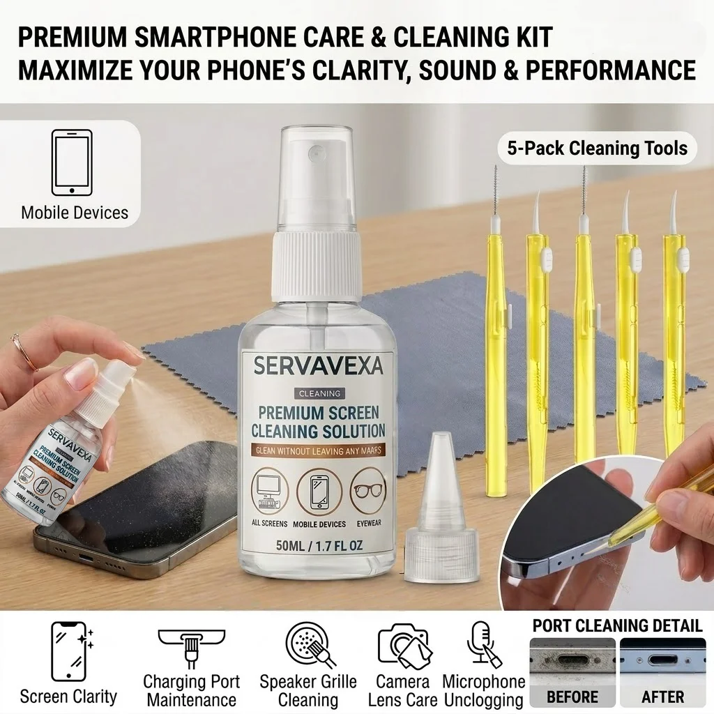 Ultimate 7-in-1 Screen Cleaning Kit with Brushes & Microfiber Cloth