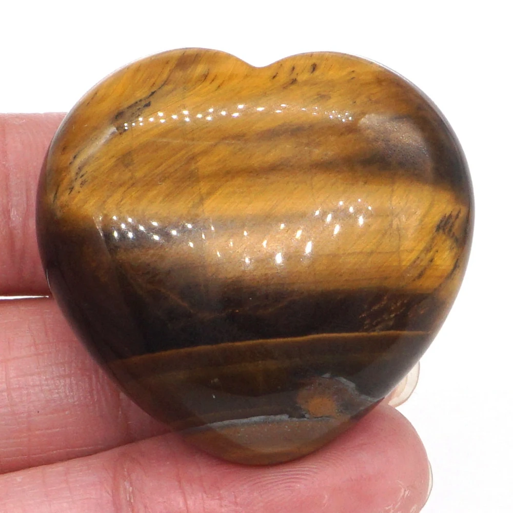 

1.6" Heart Shape Natural Gems Yellow Tiger Eye Crystal Energy Reiki Healing Home Decor Collection Carving Palm Stone Love Gift