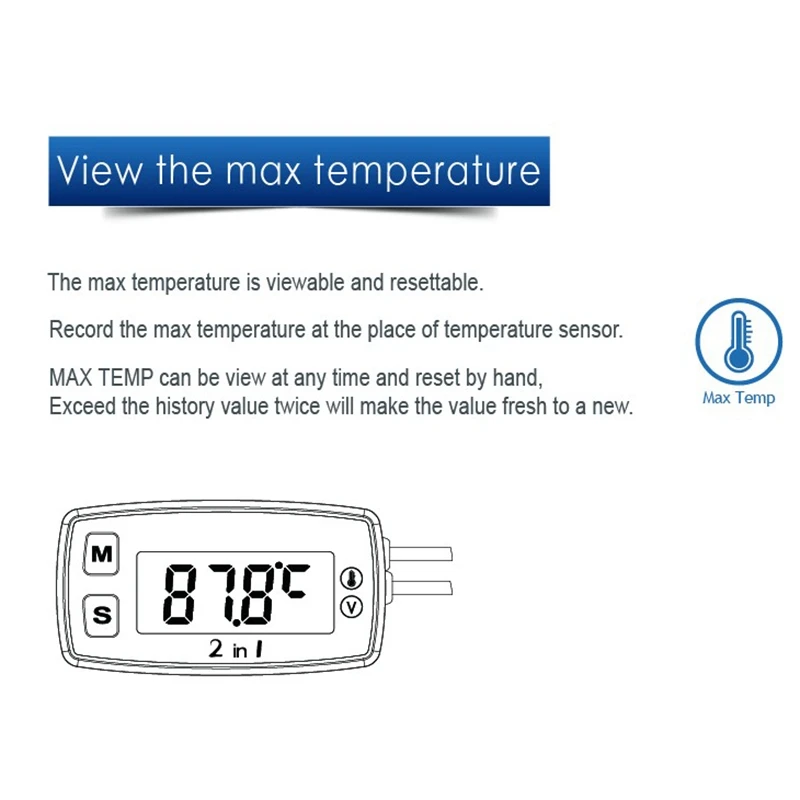 

Цифровой термометр, вольтметр, семейный измеритель температуры для мотоциклов, для квадроциклов, подвесных планеров, газонокосилок, лодок