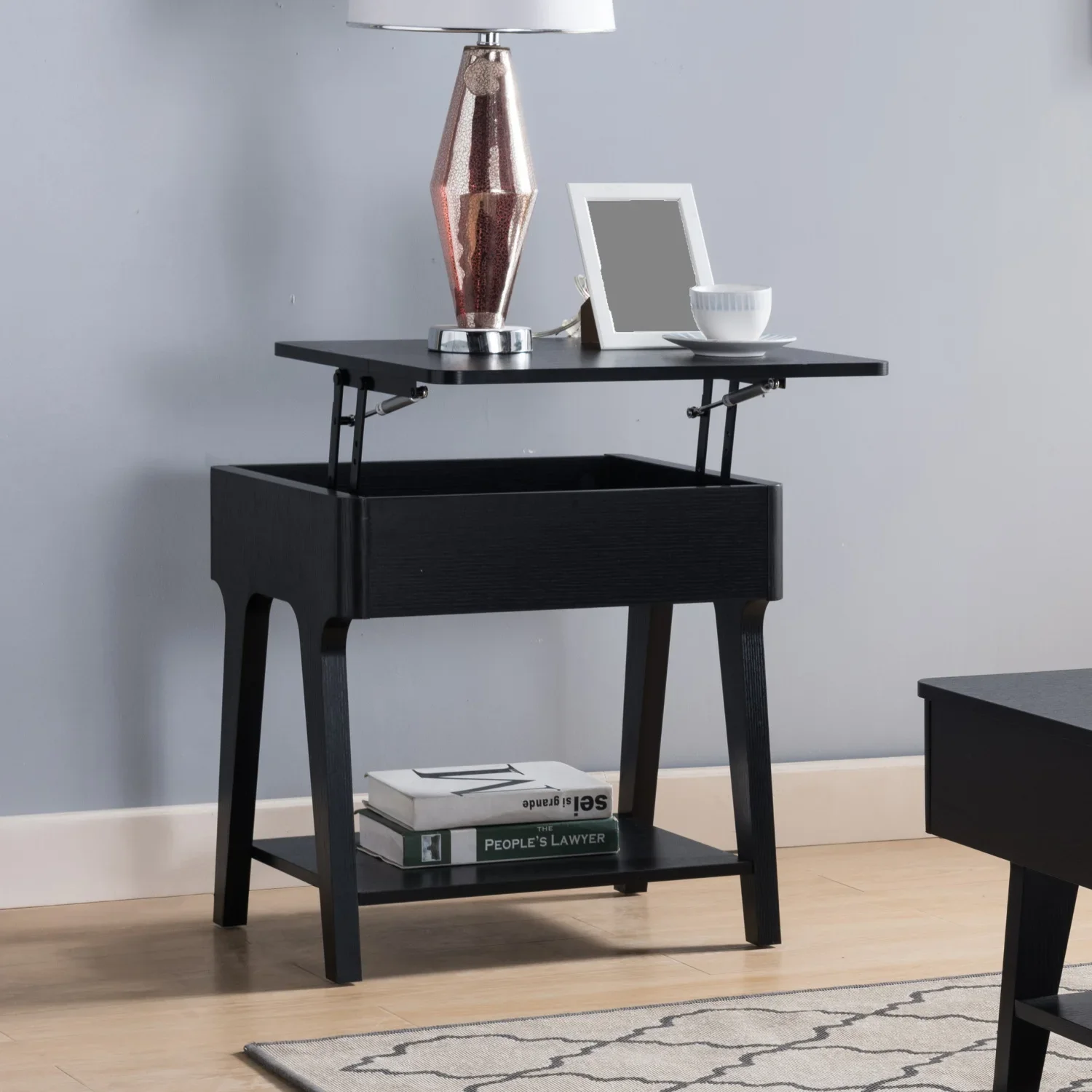 

Black Sleek ID USA 202829ET End Table for Modern Living Room Decor and Space-saving Solutions