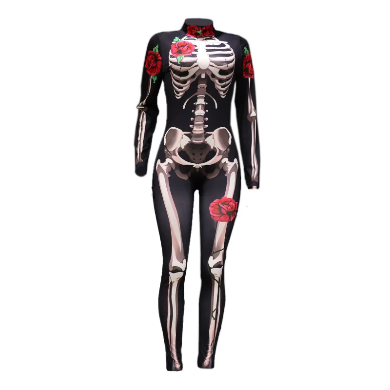 Halloween Costumes Halloween Scary Cosplay Skeleton Rose Sexy Women Jumpsuit