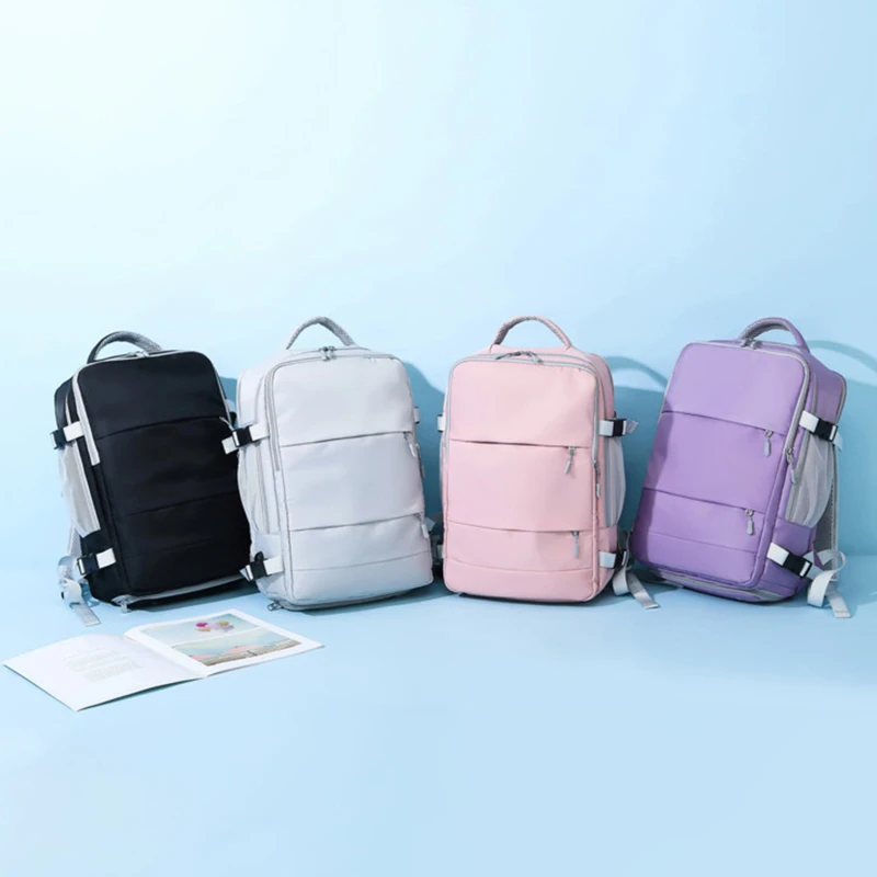 Vrouwen Reizen Rugzak Waterafstotend Dagrugzak Tienermeisjes Usb Opladen Laptop Schooltas Met Bagage Riem Schoenen Tas 2023 Nieuw