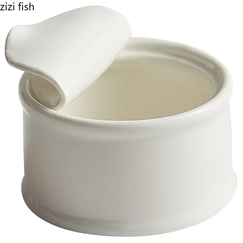 Canned Shape Ceramic Pudding Dessert Bowl Specialty Sauce Bowls Soup Basins Home Kitchen Solid Color Cutlery Bread Dessert Plate ceramic tableware