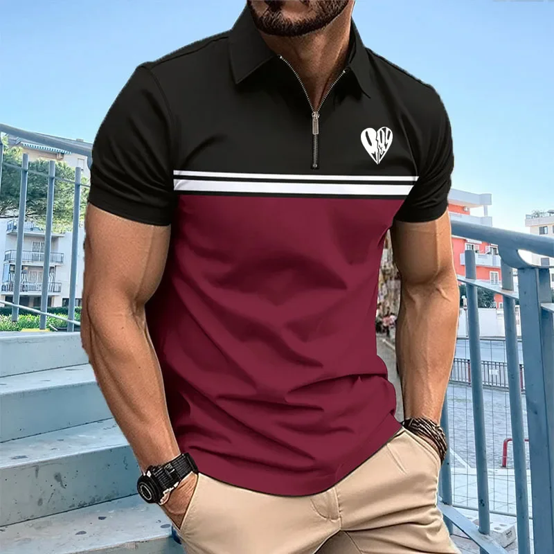 Camiseta de playa de verano para hombre, Polo informal con estampado a rayas, nueva moda