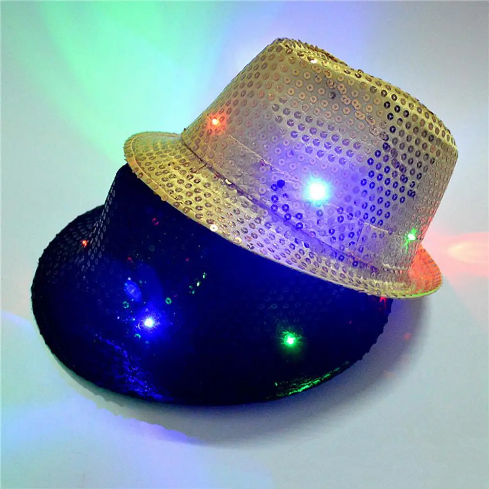 Cappello da ballo uomo donna cappello Jazz resistente all'usura colore brillante delicato lampada ad alta luminosità perline cappello Jazz