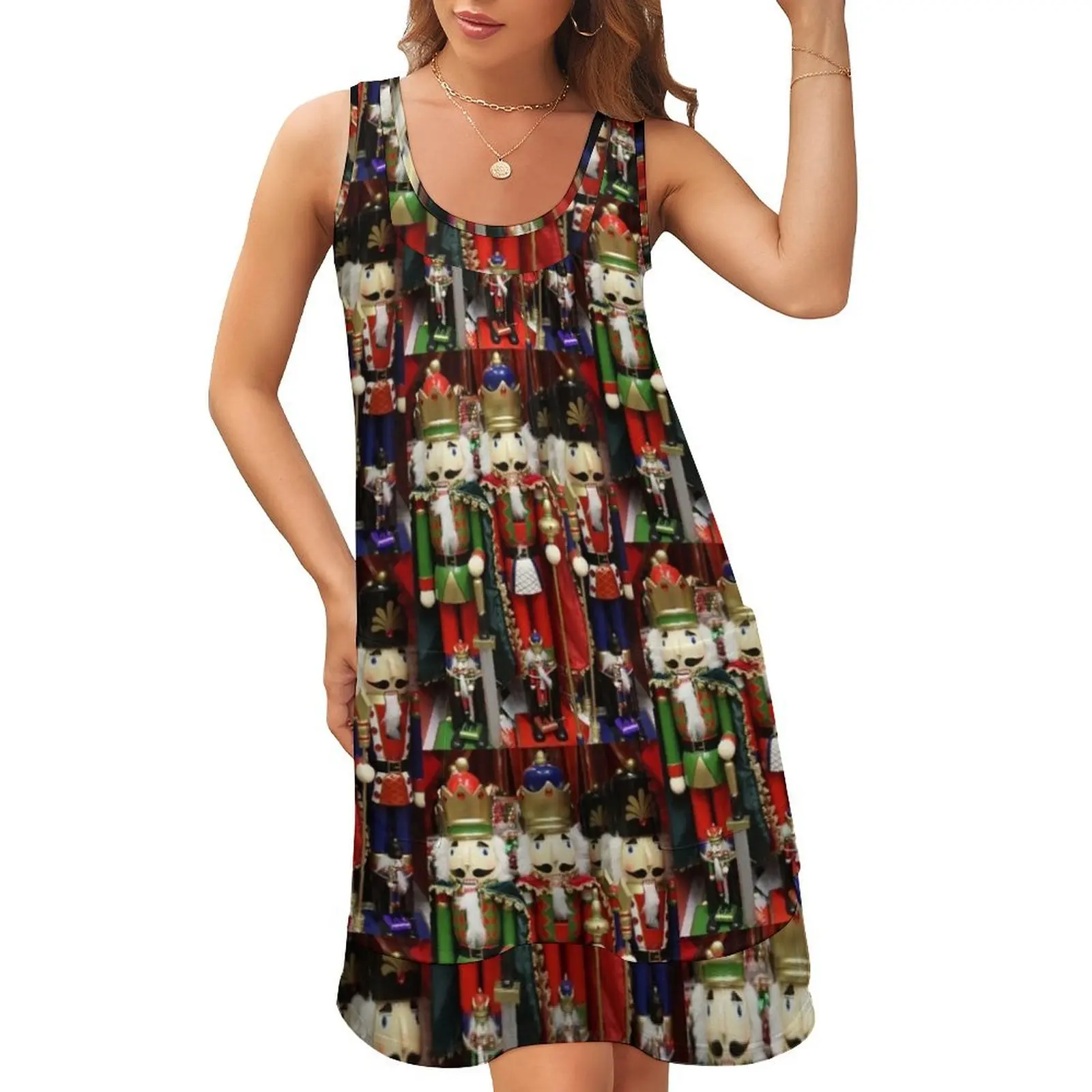 

Nutcracker Soldiers Sleeveless U-Neck Fake Two Piece Dress luxury woman party dress elegant dresses for women loose summer dress