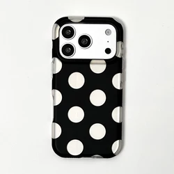 Chic Love Polka Dot Textured Soft Silicone Shockproof Phone Case for iPhone 15 (Black)