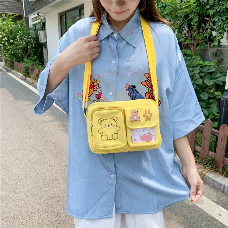 NEW Fashion Canvas Bag Women Shoulder Bag Transparent Handbag Tote Bag  (Yellow)