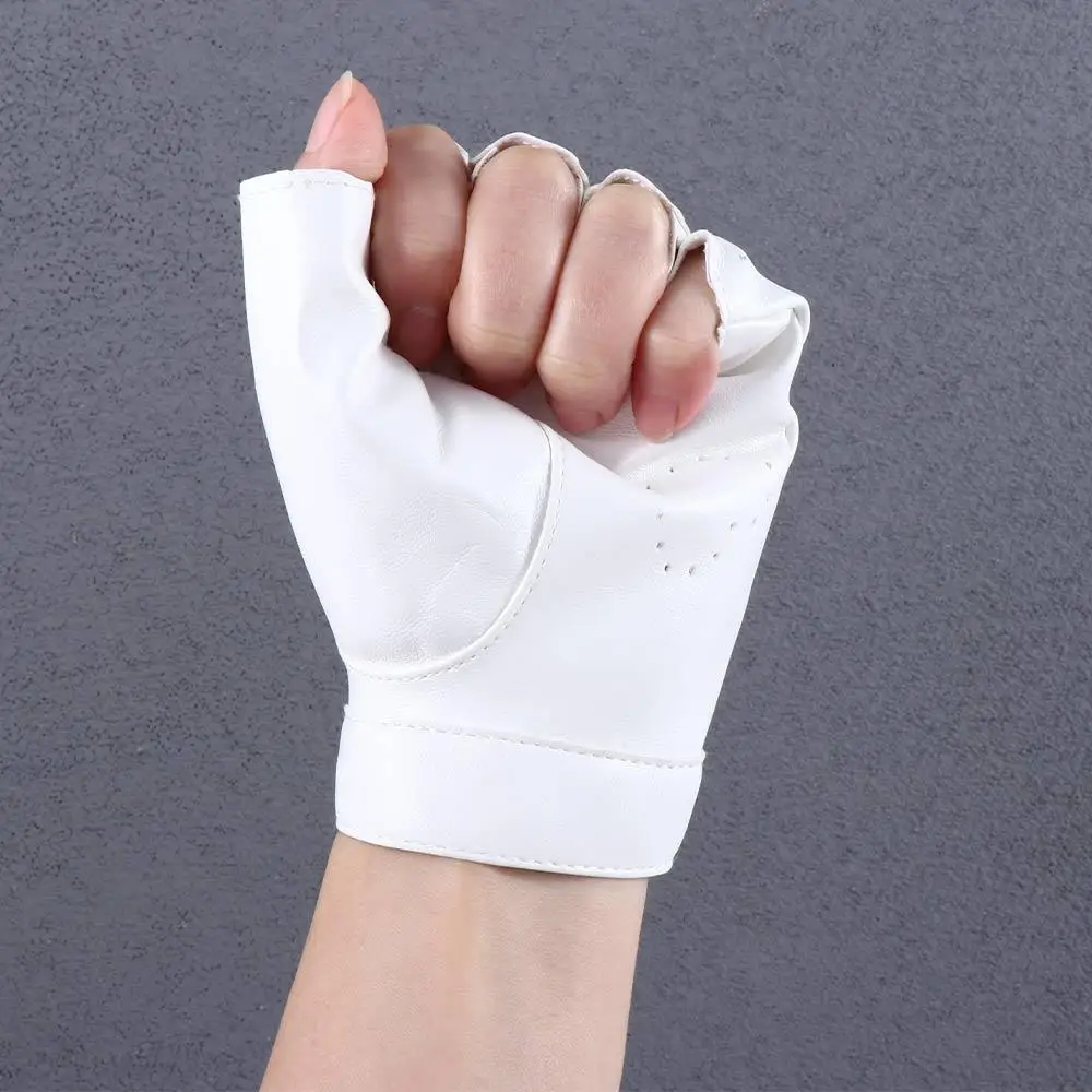 Hip Hop Elegant For Girls Heart Hollow Black White Women Gloves Korean Anime Mittens Half Finger Gloves PU Leather