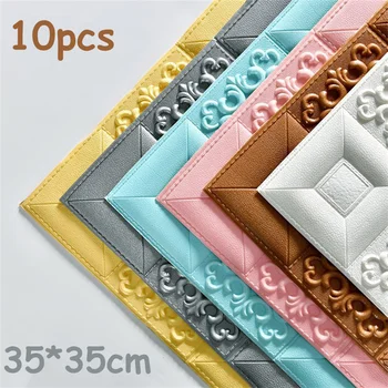 10pc 5MM Self Adhesive 3d Wall Stickers Wallpaper Foam Brick Pattern Decor Retro Trend Background wall Sticker Home Decor 1