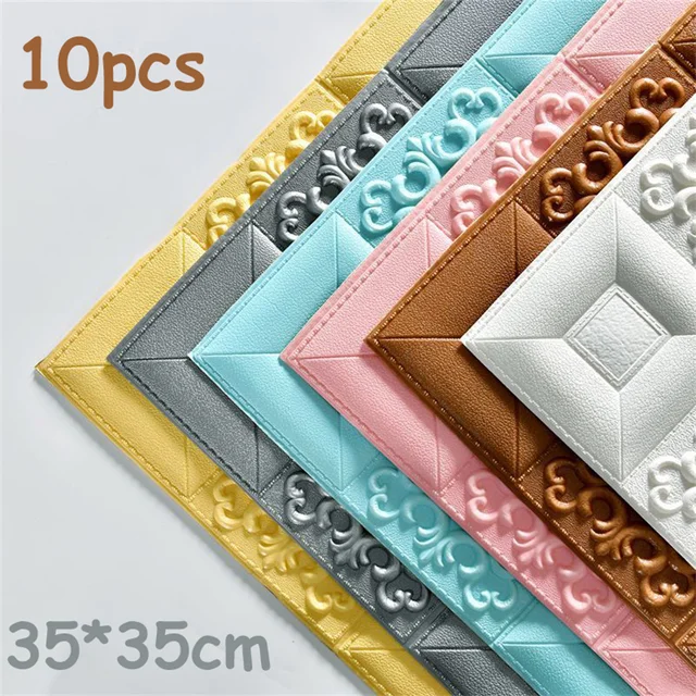 10pc 5MM Self Adhesive 3d Wall Stickers Wallpaper Foam Brick Pattern Decor Retro Trend Background wall Sticker Home Decor 1