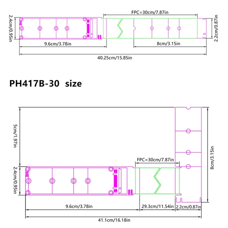 DIGIT-듀얼 프로토콜 PCIE4.0 M.2 M 키 NVME 확장 케이블 라이저 카드 (2230 2242 2260 2280 M.2 PCI-E / M2 NGFF SATA SSD 호환)