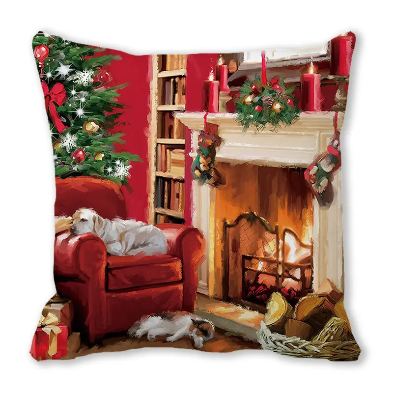 Christmas Home Decor Cushion Cover Ornament Pillowcase 45x45cm Christmas Decorations