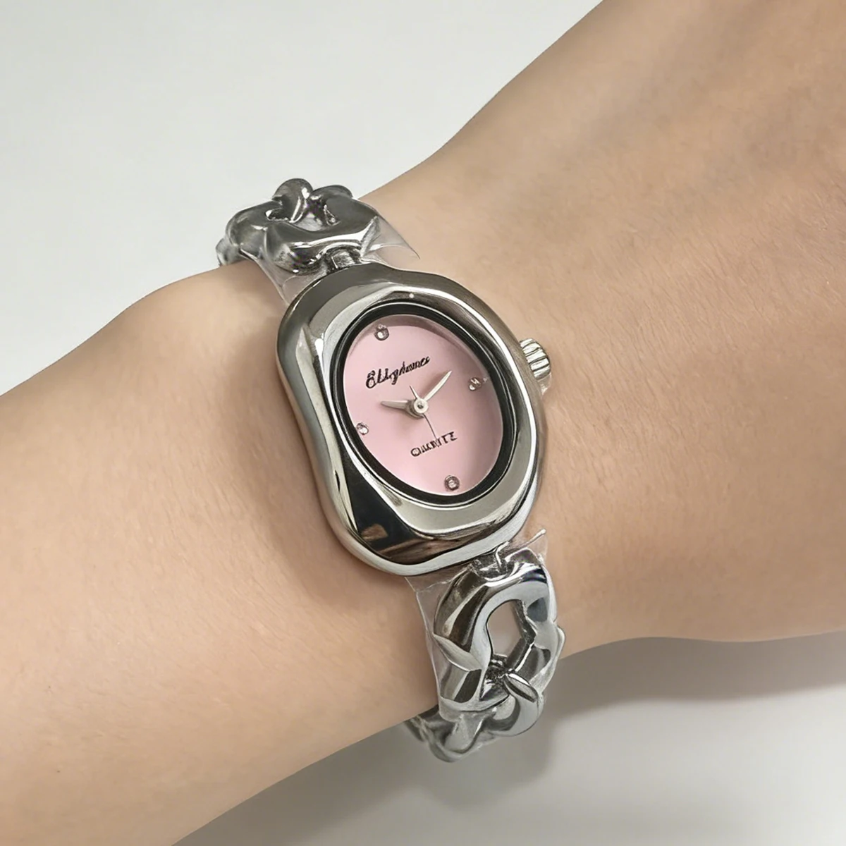 Chic Oval Dial Women's Watch with Chain Bracelet - Simple, Versatile, and Elegant