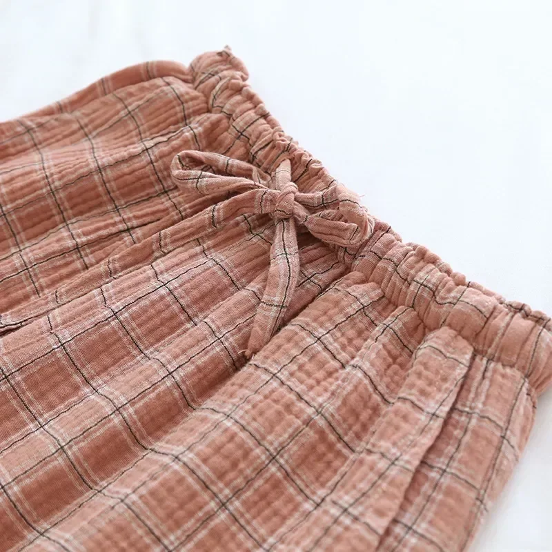 

Домашние хлопковые брюки Pantalones, Женские размеры, новинка, зимняя и осенняя одежда для сна, 2021 брюки, большая Пижама, пижама в клетку из крепа