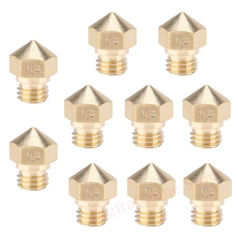 

3D Printer Nozzle, 10Pcs 0.4mm Brass Extruder Nozzle M7 Thread 1.75mm Filament