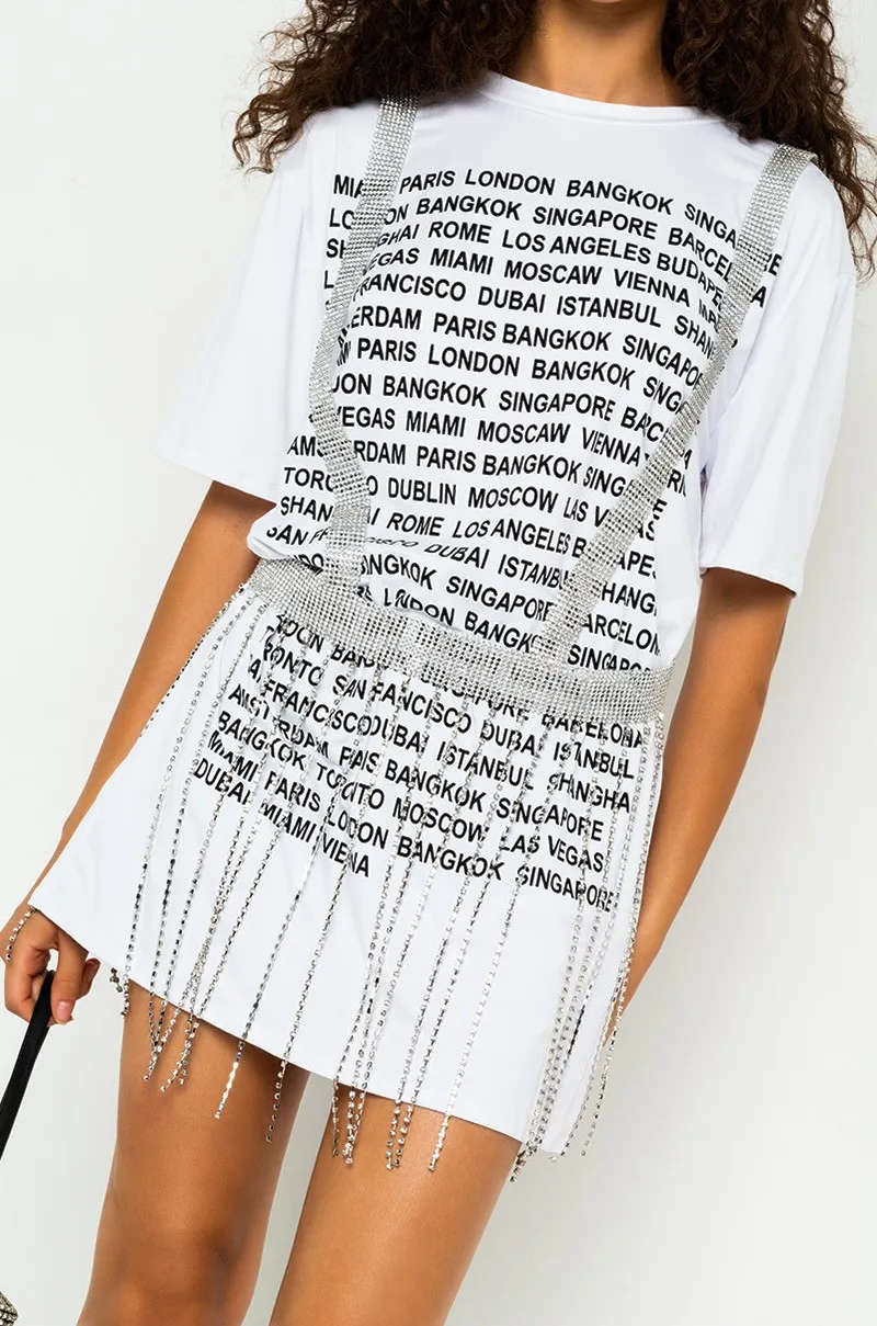 

Jewelry Sexy Exaggerated Nightclub Super Flash Body Chain Necklace With Diamond Ladder Tassel Waist Chain