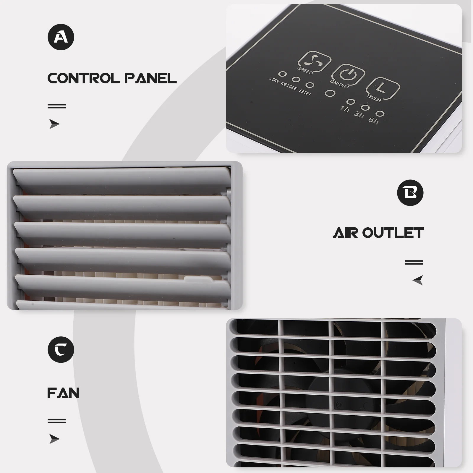 Portable Usb Cooling Fan Mini Air Conditioner Desktop Air Cooler Abs Large Outlet Three Speed Timing Function Car Parts