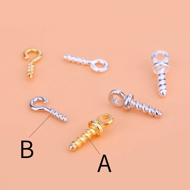 5Pcs 925Sterling Silver Sheep Eye Hook Ring Ring Screw Fixed Crochet Hook Jewelry Gioielli Fai Da Te Discovery
