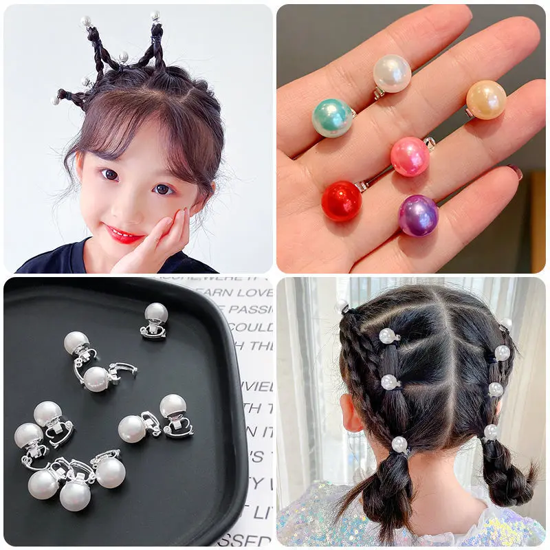

30PCS 10mm Mini Pearl Hairpin for DIY Kids Hairstyles Floral Hair Clip For Girls Small Four Clover Bean Hairgrips for Ponytails