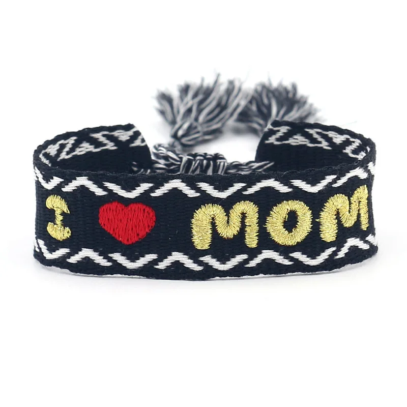 Mother's Day hand-embroidered monogrammed bracelets fashion tassel bracelets for mum wristbands can be customised with logo
