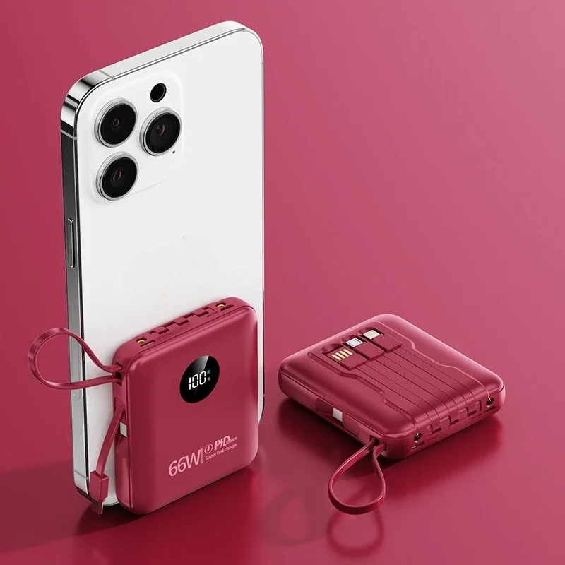 66W Super Fast Charging with Its Own Cable Power Bank 20000mAh Large Capacity and Small Mobile Power Supply 5