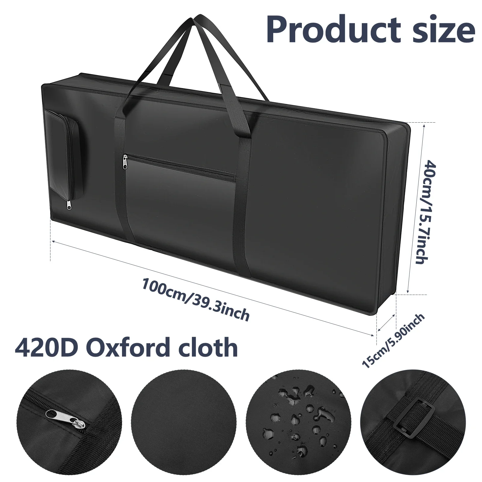 61 Key Keyboard Gig Bag 420D Oxford Cloth Electric Piano Case Portable Keyboard Case with Handle and Adjustable Shoulder Strap