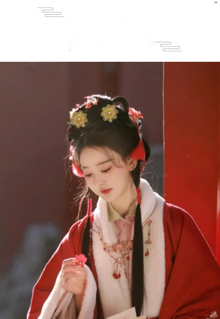 Coiffe dorée hanfu style ancien avec franges pour cheveux_voghion.com