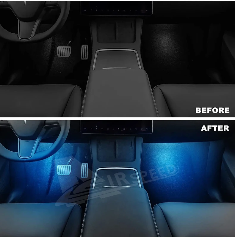 Ultrahelle Innen-Fußbrunnenleuchten für Tesla Model Y Juniper 2025–2020, Modell 3, Highland 2018–2024, Modell S/X, LED-Lampen-Set – Detail 2