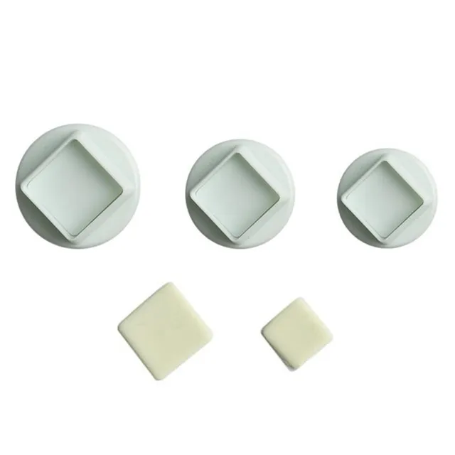 3Db Geometria Süti Vágó Műanyag Négyzet Alakú Cukrászdekoráció Fondant Keksz Cookie Penész Jeges Sütőszerszámok - Image 5