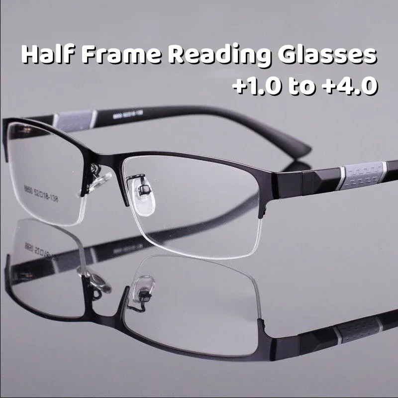 

Half Frame High-definition Reading Glasses Radiation Fatigue Resistance Presbyopic Glasses Business Male Hyperopia Eyeglasses