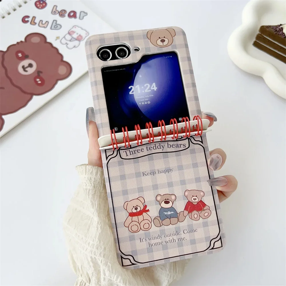 Korean Cute Cartoon Bear Monster Notebook Style Phone Case - Kawaii Girl Gift Cover Shell
