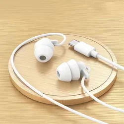 Silicone Wired In - Ear Sleep Headphones with In - Line Microphone and Controls (Type - C toning White)
