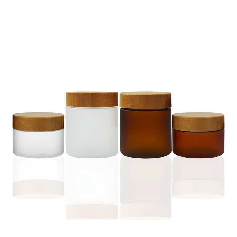 

3 Pcs 150ml 250ml Empty PET Plastic Cosmetics Cream Jars Cans with Eco-friendly Bamboo Lids Wide Mouth Container Jar for Bulk