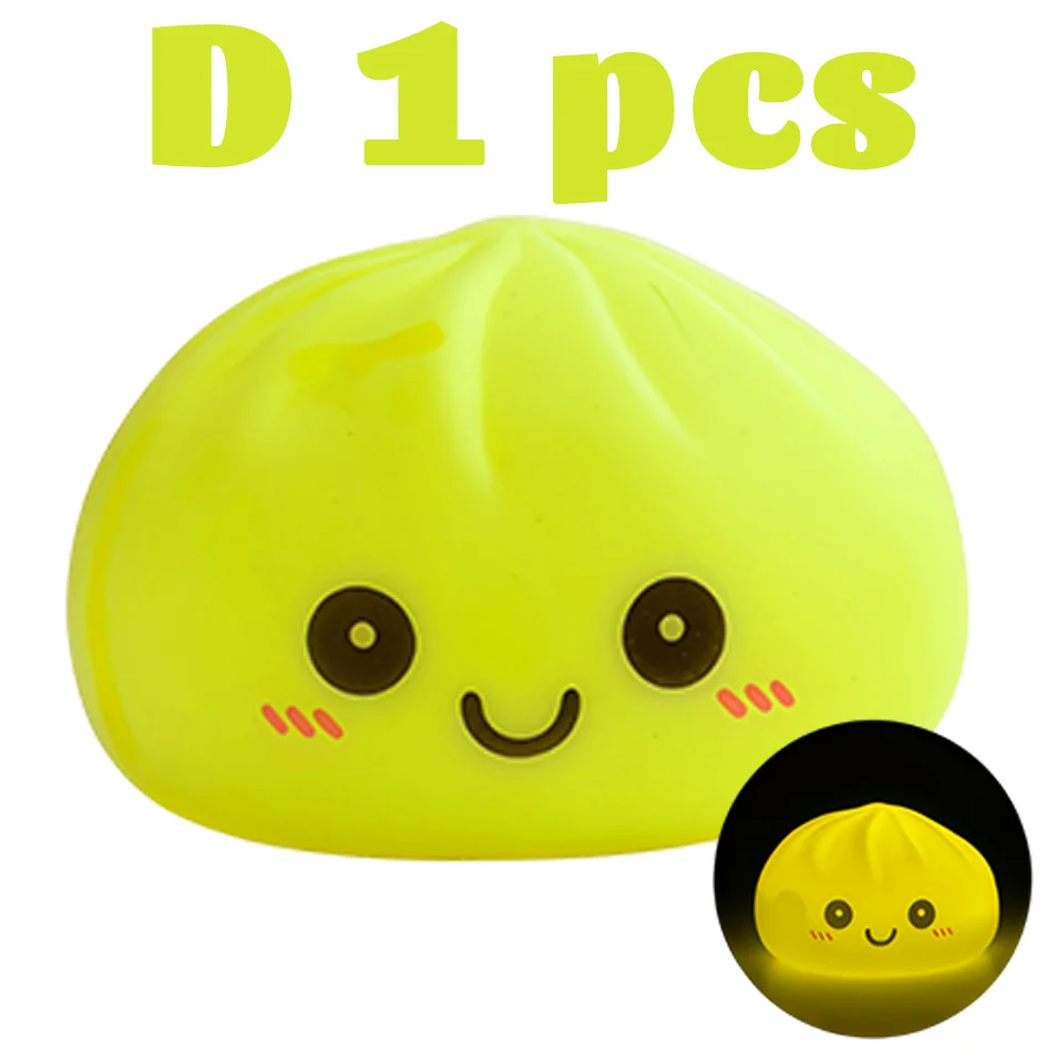 2026 New Luminous Colored Steamed Dumpling Squishy Toy, Soft Silicone Decompression LED Night Light, Glowing Squeeze Lamp for An
