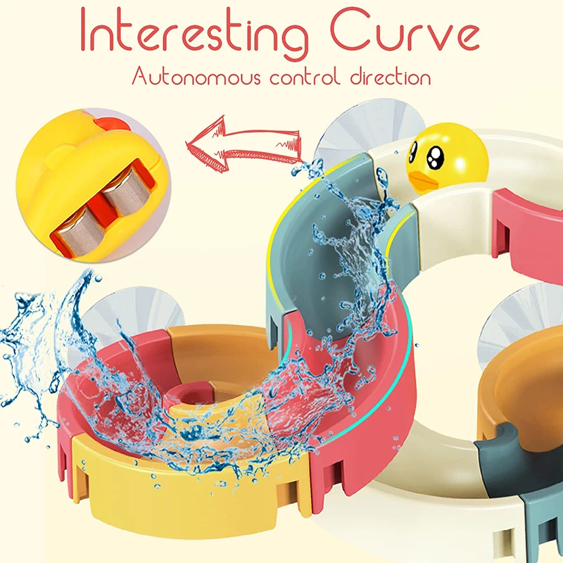 Baby Bath Toys Water Slide Track with Suction Cup Ducks DIY Marble Race Run Assembling Bathroom Bathtub Kids Toy Children Gifts 3