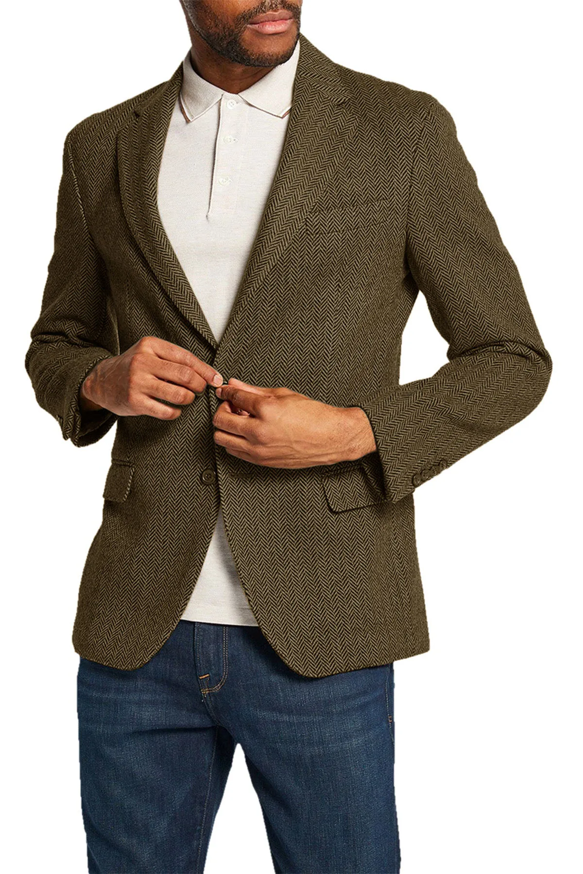 남성용 헤링본 재킷, 싱글 브레스트 럭셔리 블레이저, 무대 의상, 세트 재킷 정장, 우아한 용수철 패션
