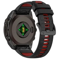 Versatile Silicone Quick - Fit Strap - Durable Replacement Watch Band - 22mm Fenix 8 47mm (Black red)