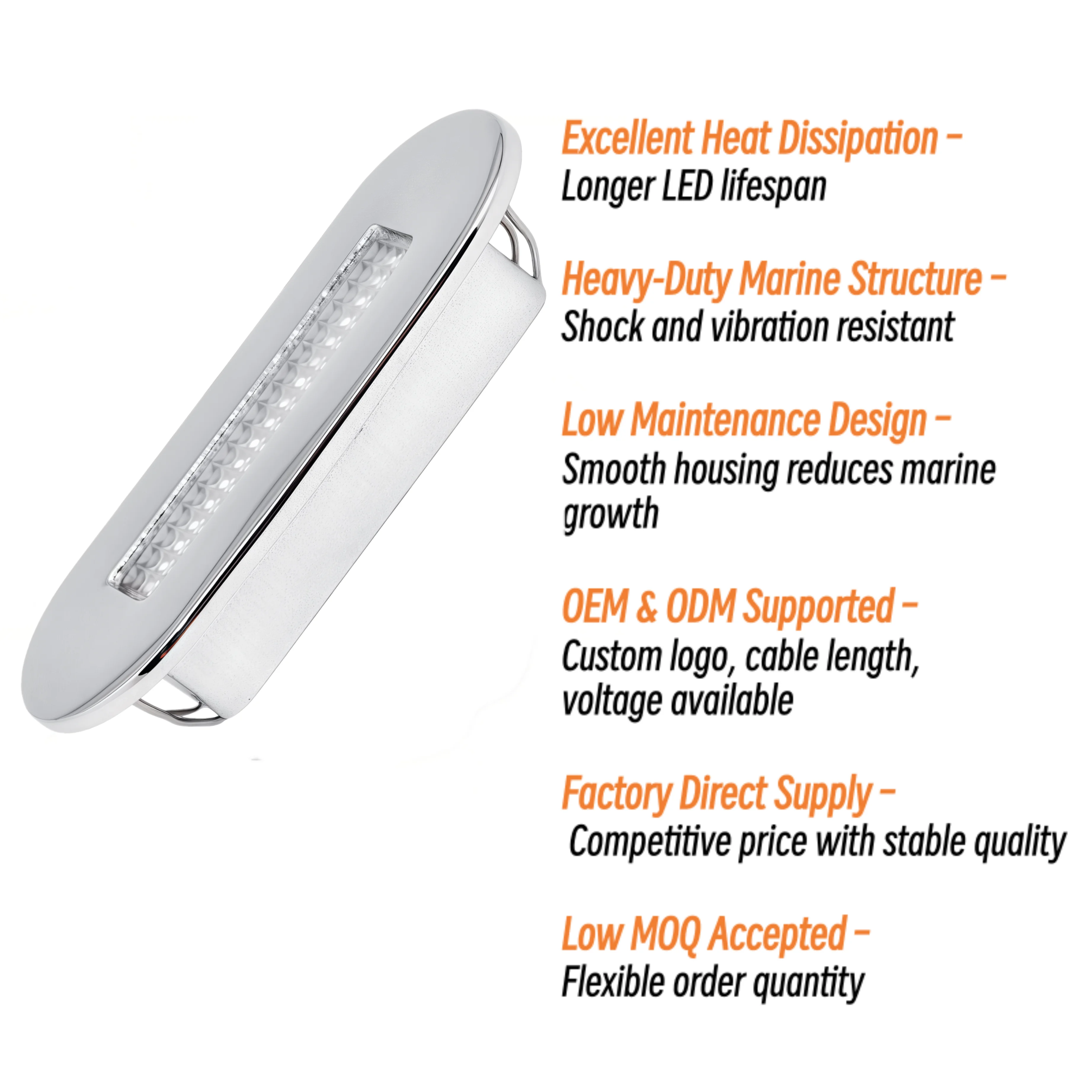 3W 매립형 LED 조명 보트 12V 해양용 316 스테인리스 스틸 방수 데크 계단 조명 (요트 조종석, 선실, 통로용)
