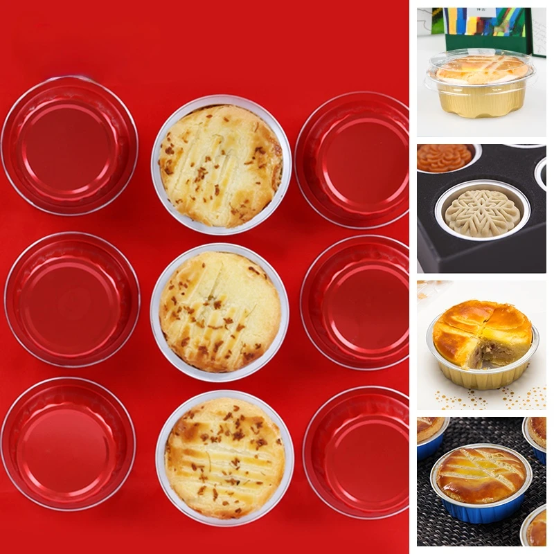 100pcs 60ML Aluminum Foil Baking with Lids Cupcake Baking hermetic Transparent Pudding Cupsplastic Containers for Food Storage