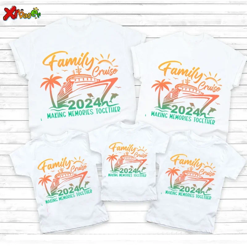 Family Vacation T Shirt 2024 Matching Family Outfits Trip Shirts Kids Party Clothes Family Look Mom and Daughter Matching 6