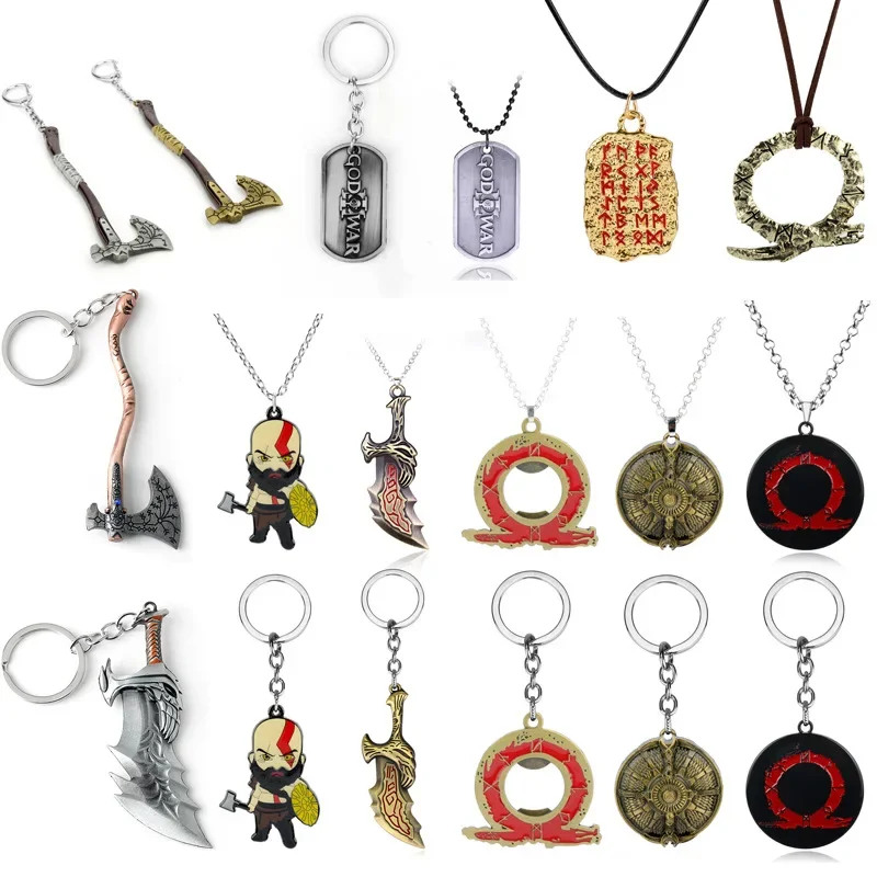 God Of War Blades Of Chaos Axe Shield Modello Di Arma Ciondolo Portachiavi Collana Ciondolo Gioielli Costume Cosplay Prop Collecties