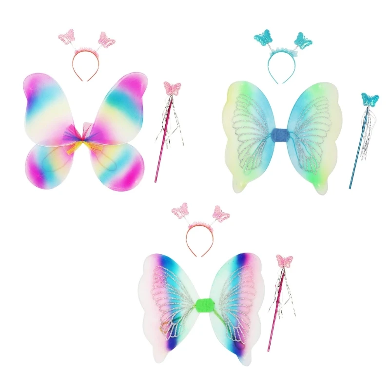 

Fairy-Wings Wings with Wand Headband Angel Wings for Halloween-Cosplay