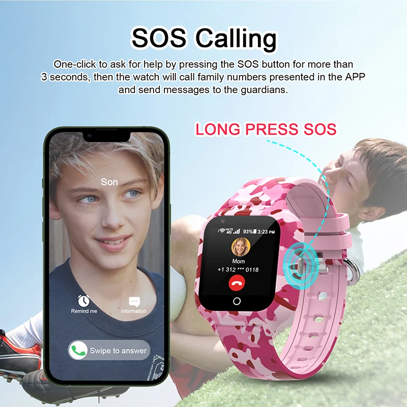 Wonlex 스마트 워치 카메라 장착 어린이 스마트 워치, 4G SOS, GPS 위치 추적기, 영상 통화, 방수, KT22S