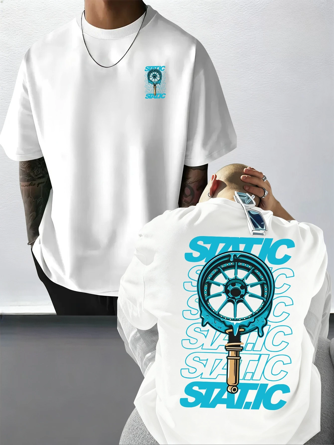 Men's Streetwear Static Wheel Rim Low Life T shirt Cotton Jogging Tee Casual Trendy Oversized O-Neck Unisex Summer Spring shirt