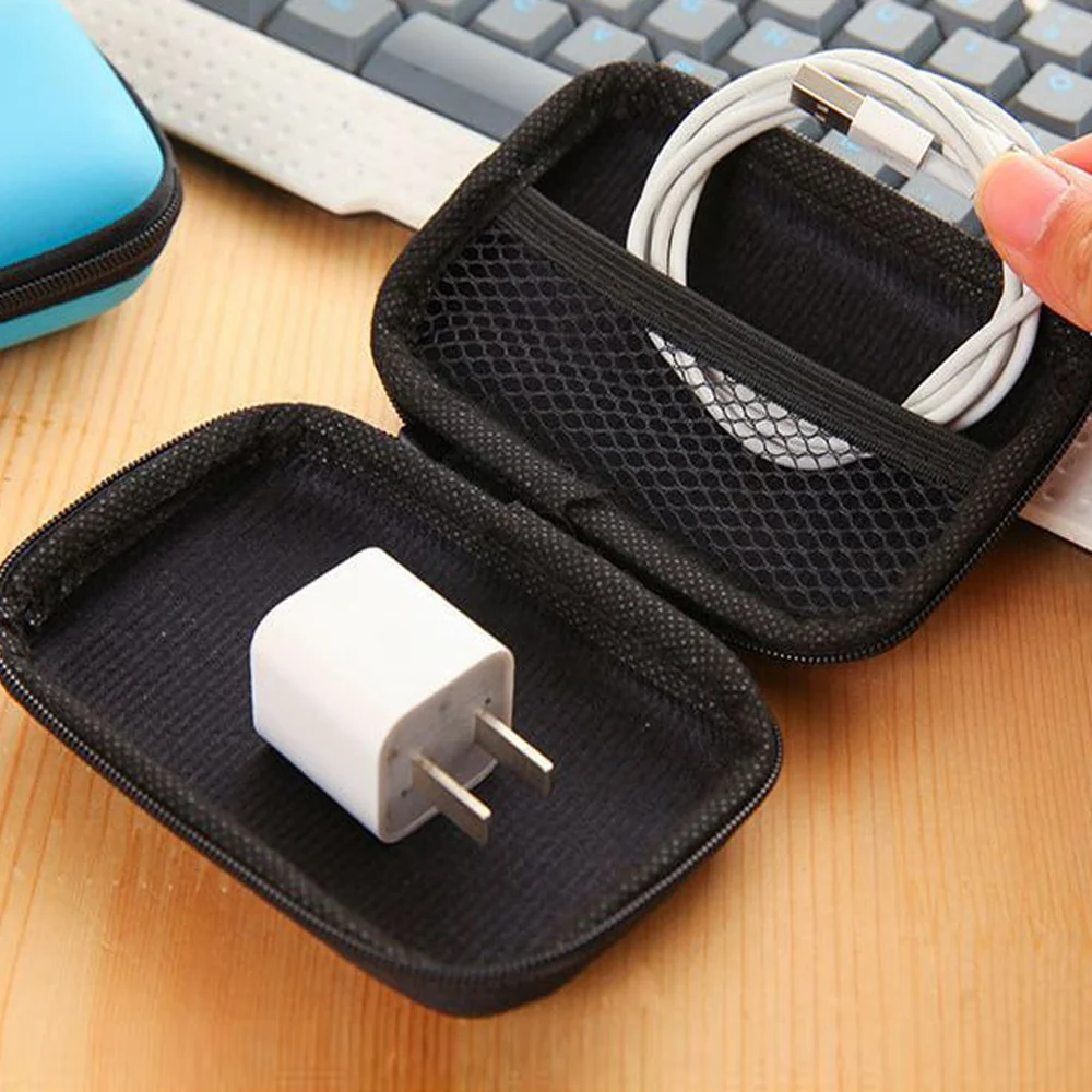 Simplicity Mini Earphone Oval Protective Case USB Data Cable Organizer Portable Bag Portable Zipper Earphone Storage Bag silicone cable organizer usb winder desktop tidy management clips holder for mouse keyboard earphone headset