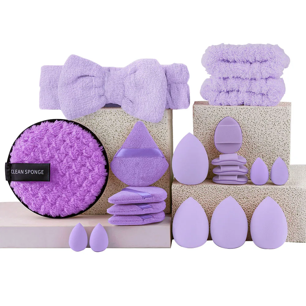 Versatile Multi-Colored Makeup Sponge Collection with Triangle and Mini Puffs