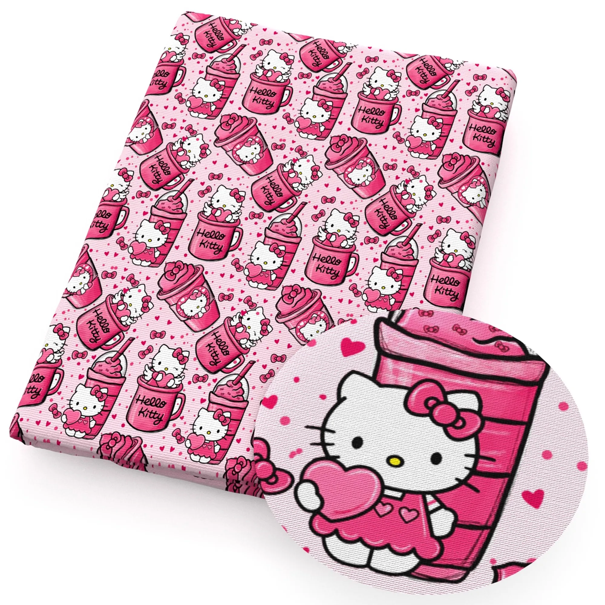 

Sale 45*105cm Japanese Anime Hello Kitty Polyester Fabric DIY Sewing Patchwork Quilting Kids Clothes Material