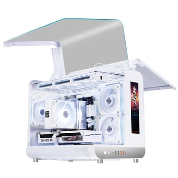 X-GAMERX HUANYI WING MATX Seaview room Case Vertical Desktop Computer 360 Water-cooled Chassis TYPE-C Interface With Screen