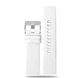 Premium Black Soft Calfskin Men's Chain Strap - High Quality and Durable Replacement Strap - 28mm - 20mm (White sk)